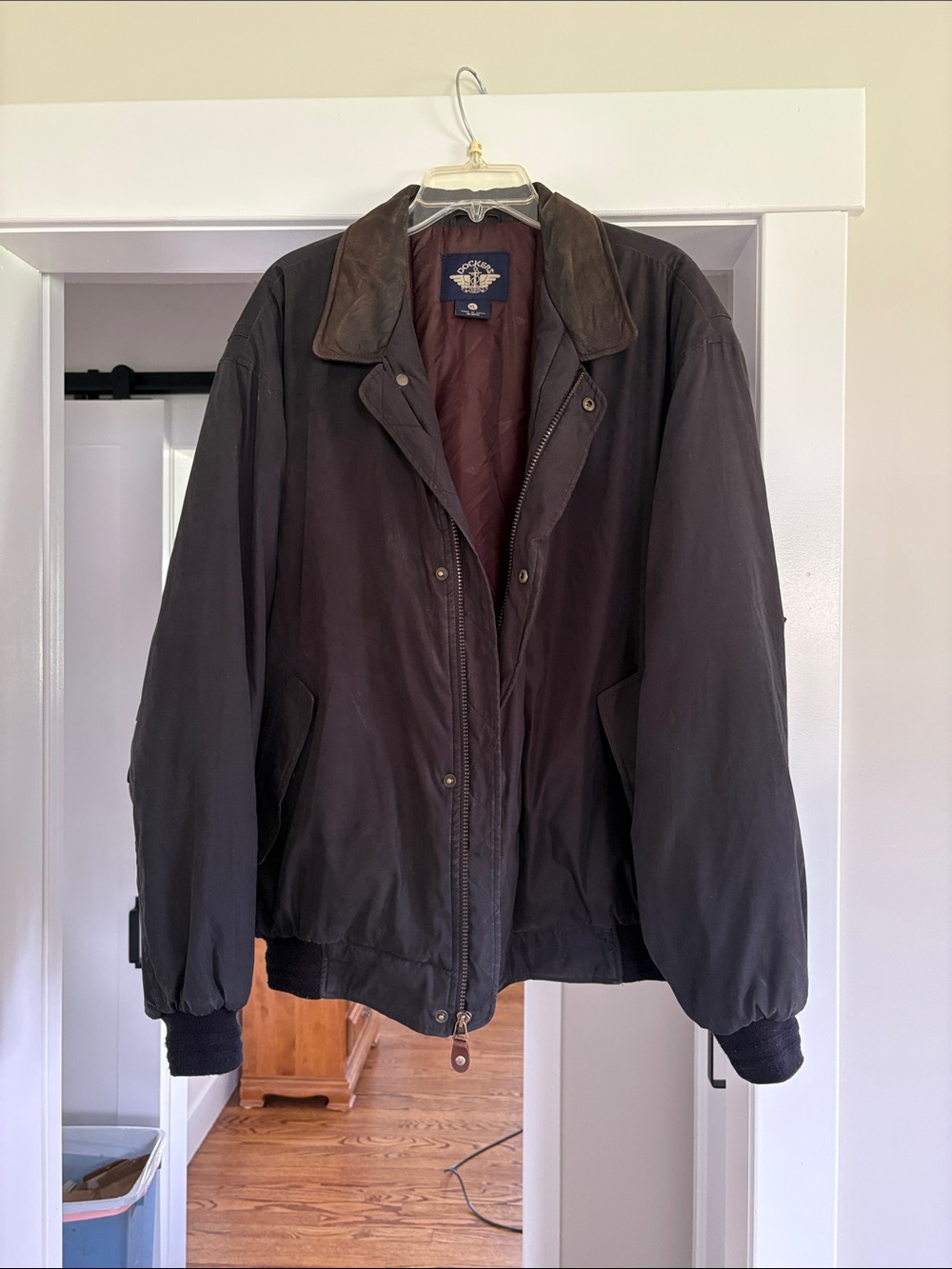 Dockers Black Bomber Jacket with Leather Collar